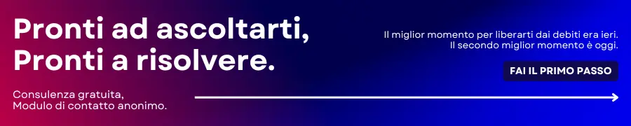 banner pubblicitario che invita un debitore a contattare pronto debiti per richiedere una consulenza gratuita