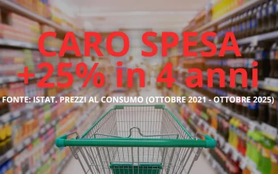 Caro Spesa 2025 | Prezzi aumentati del 25% in 4 anni